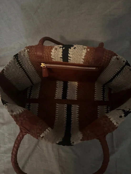 Madewell Woven Stripe Tote in Rust, Cream & Black - Picture 4 of 5